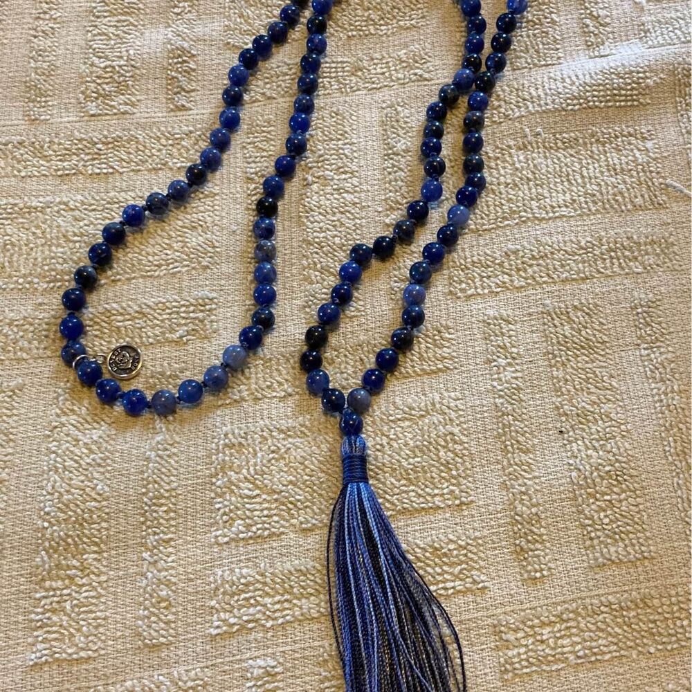 Blue Sodalite Stone Beaded Mala Meditation Prayer Chain